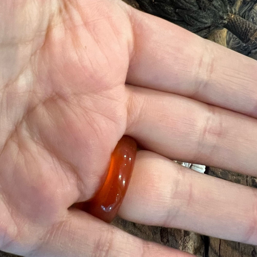 Artisan Orange Carnelian Ring Modern Gemstone Glass Crystal Bohemian Quartz - Picture 5 of 7